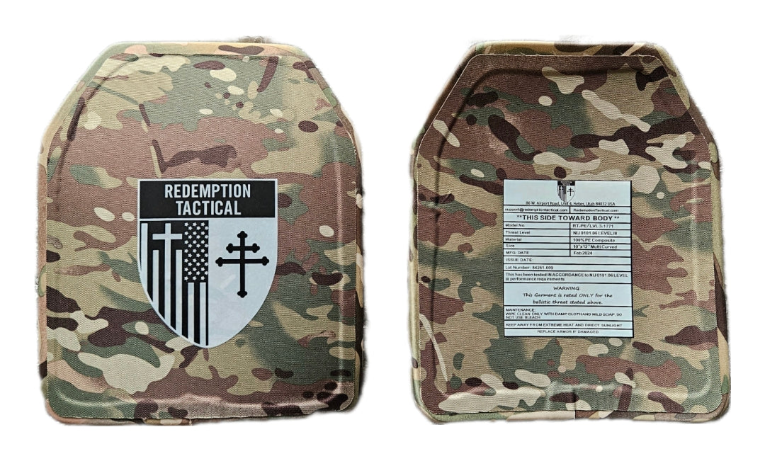 Double MULTI-CURVE | 10x12 Level III Ultra Light PE Ballistic Female Multicurve Plates (Single Plate or as a Set)